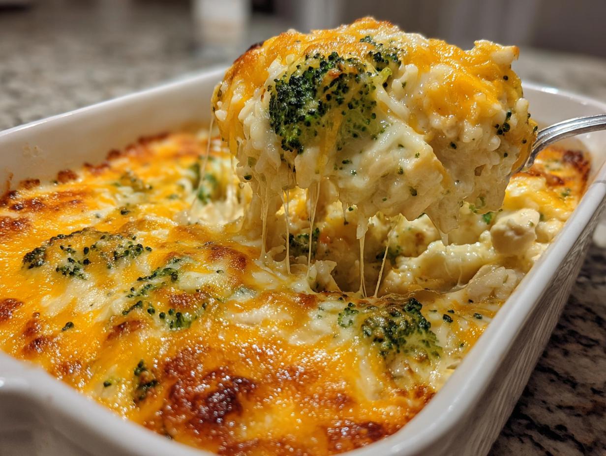 Amazing Broccoli, Rice, Cheese, Chicken Casserole
