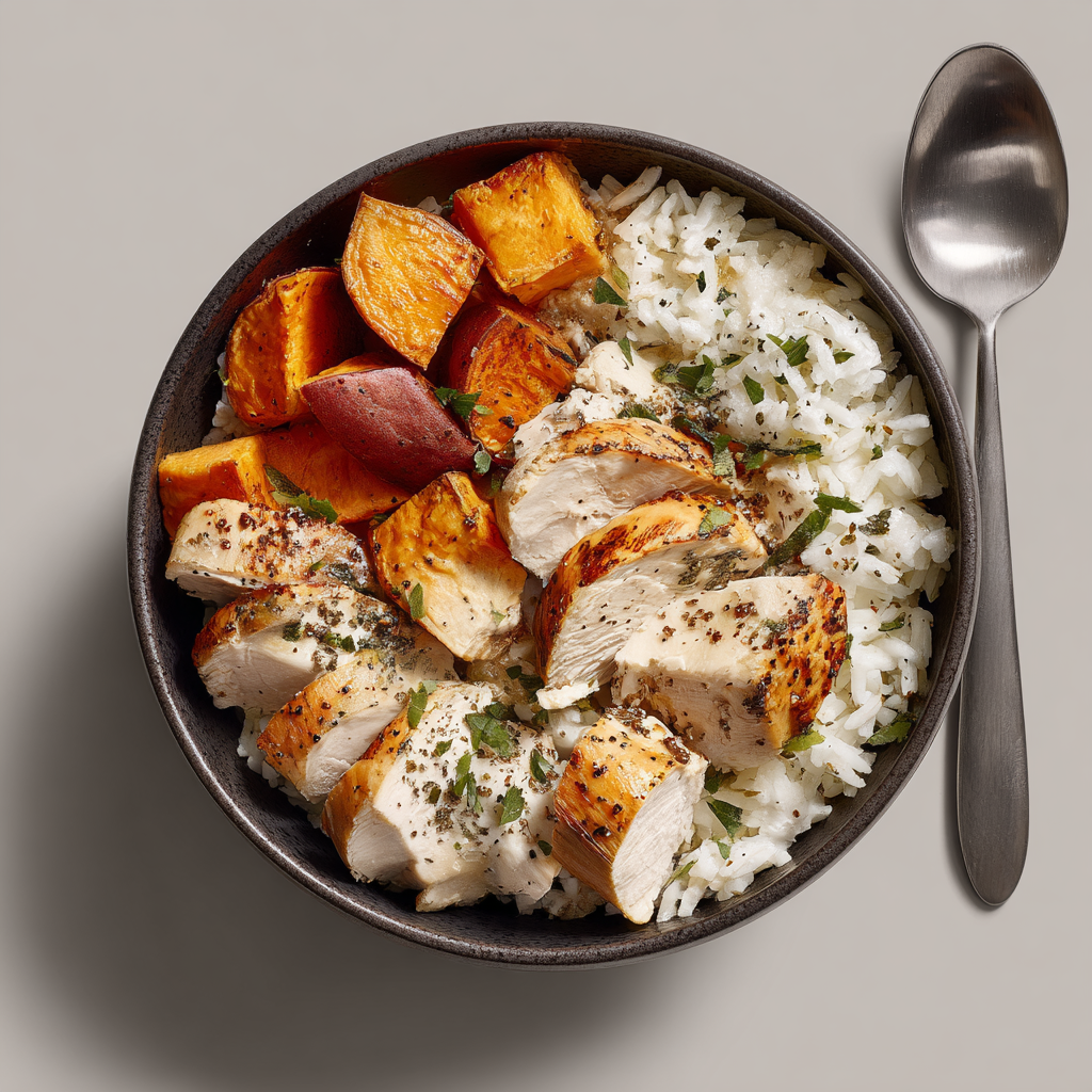 Chicken sweet potato bowl