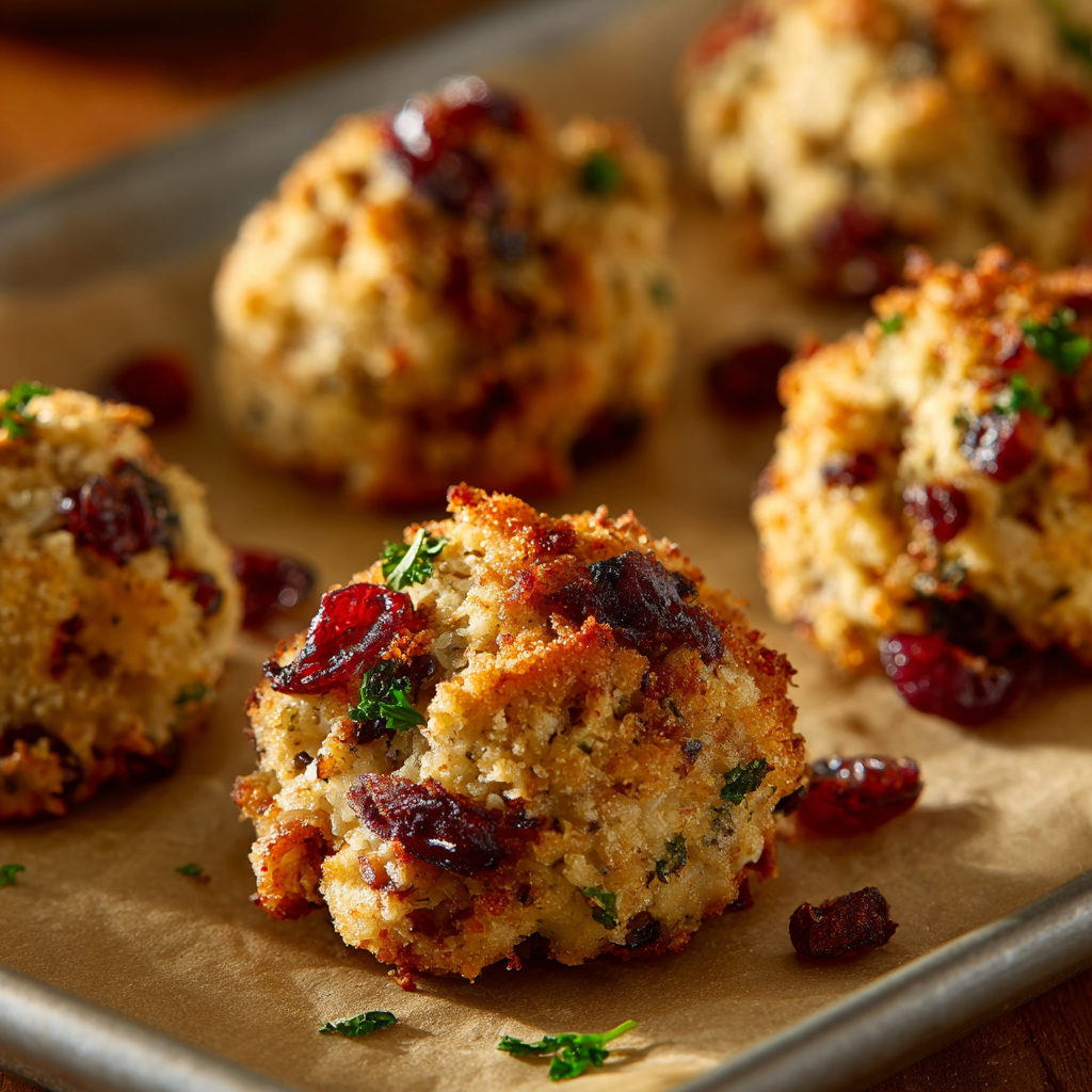 cranberry turkey stuffing balls baked