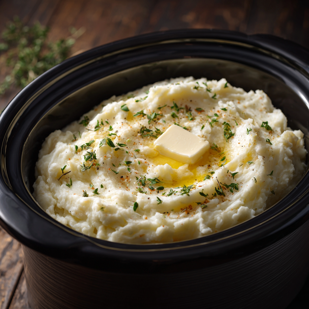 creamy mashed potatoes in slow cooker