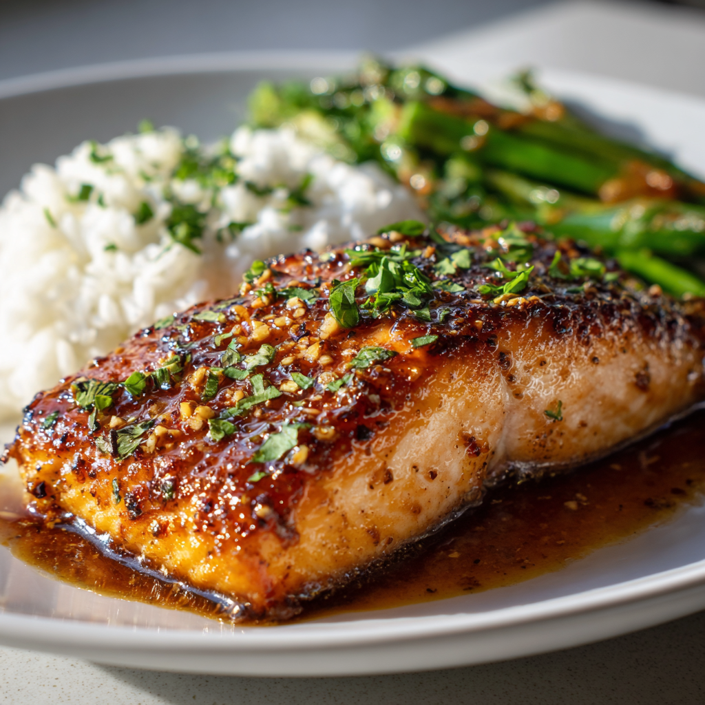 Protein-rich honey garlic salmon