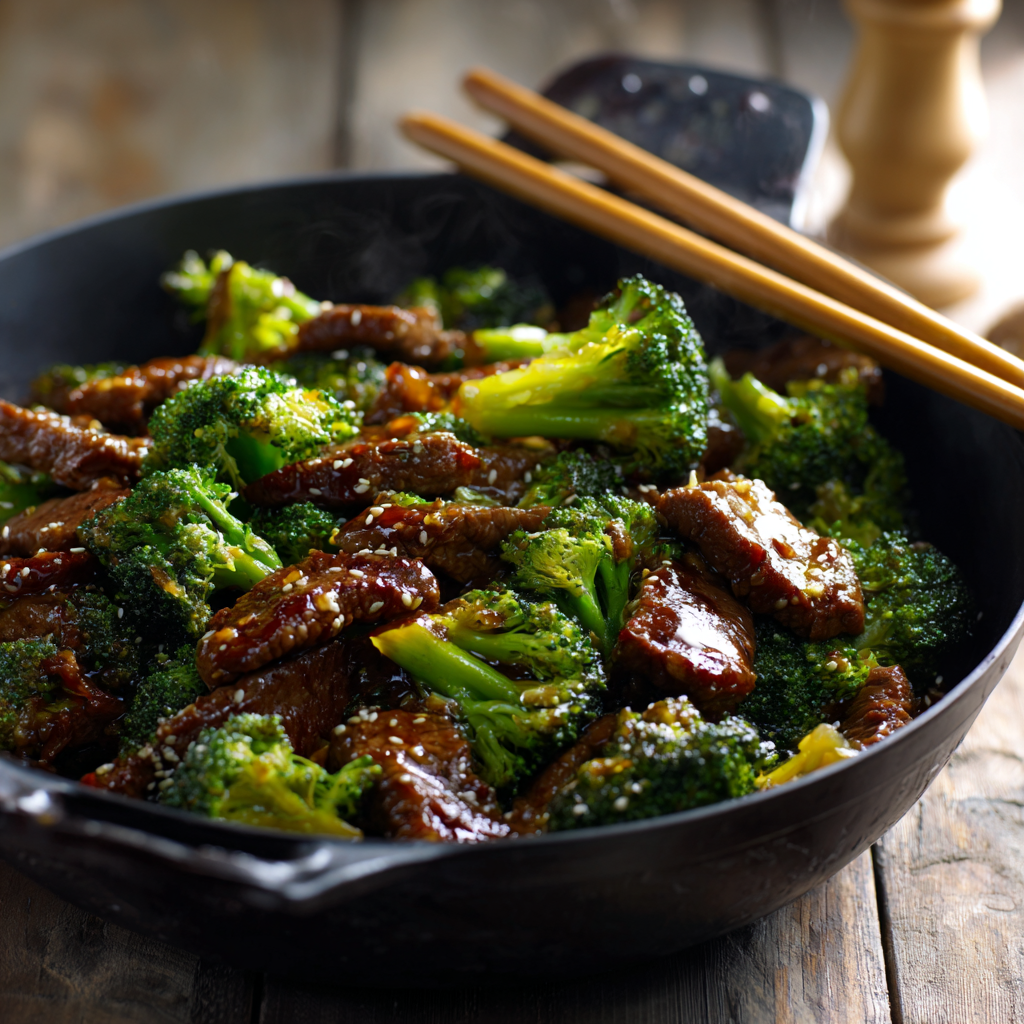 Chinese beef and broccoli in one-pan