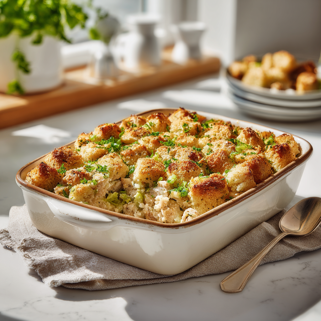 Chicken stuffing casserole