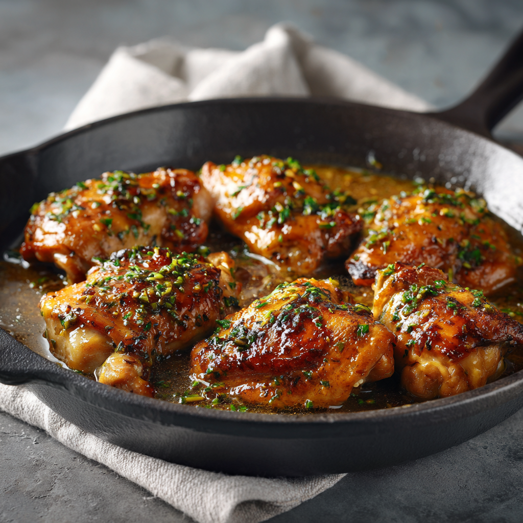 Rotisserie chicken garlic sauce skillet